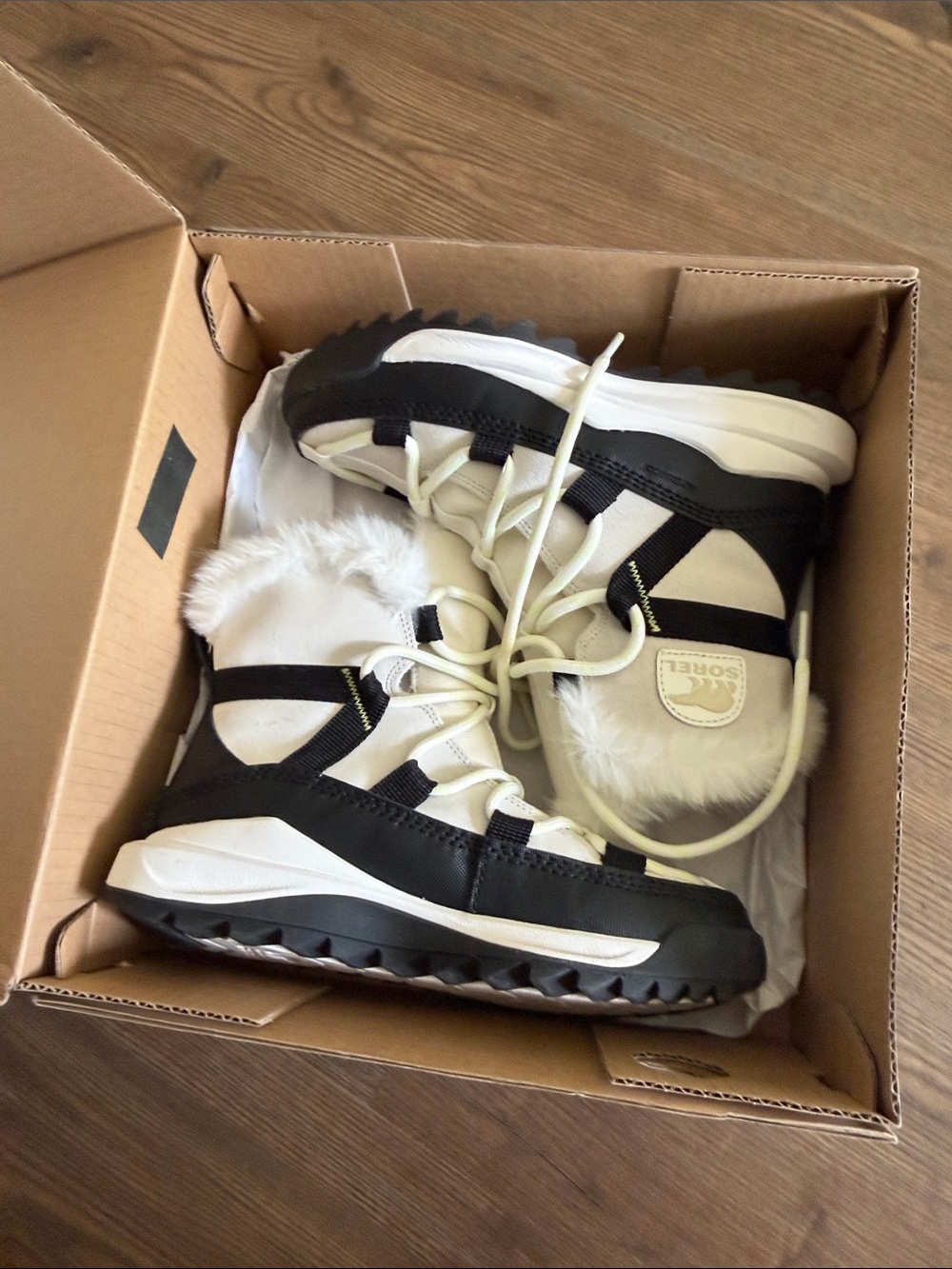 Sorel Black and White Lace-Up Boots